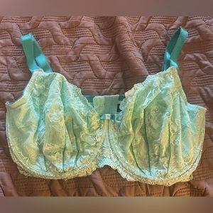 Adore Me plus underwire lace mint green teal bra 38H